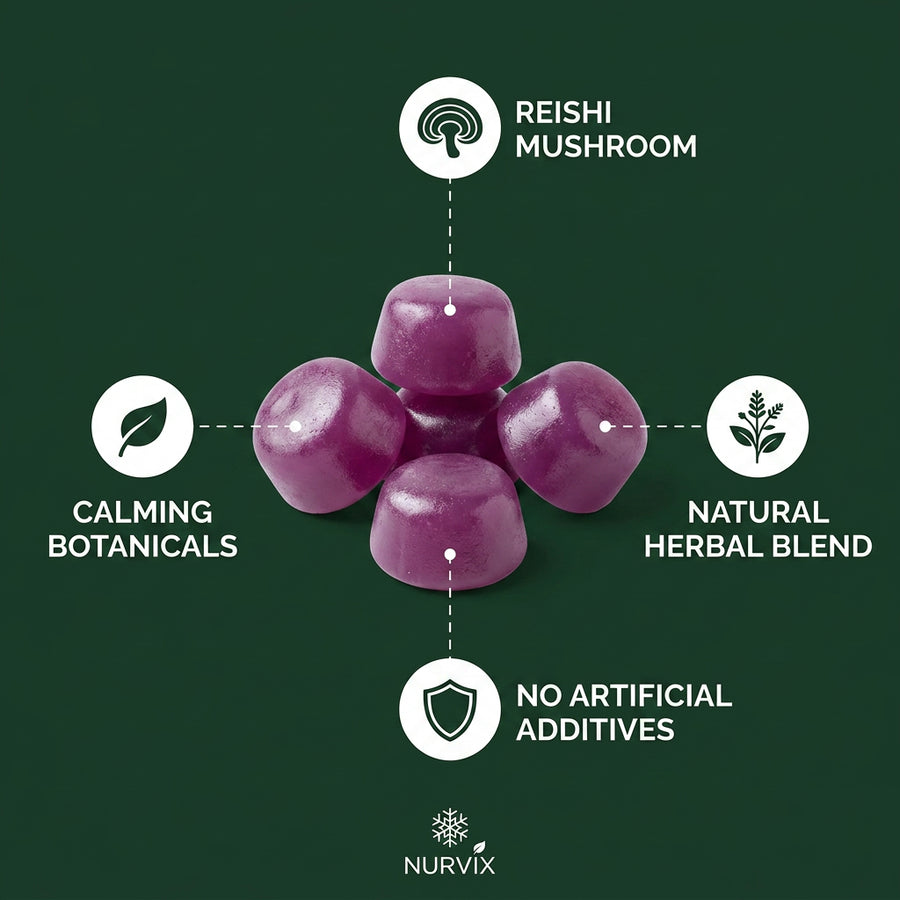 Nurvix® Hush Harmony Reishi Gummies for Daily Calm Support